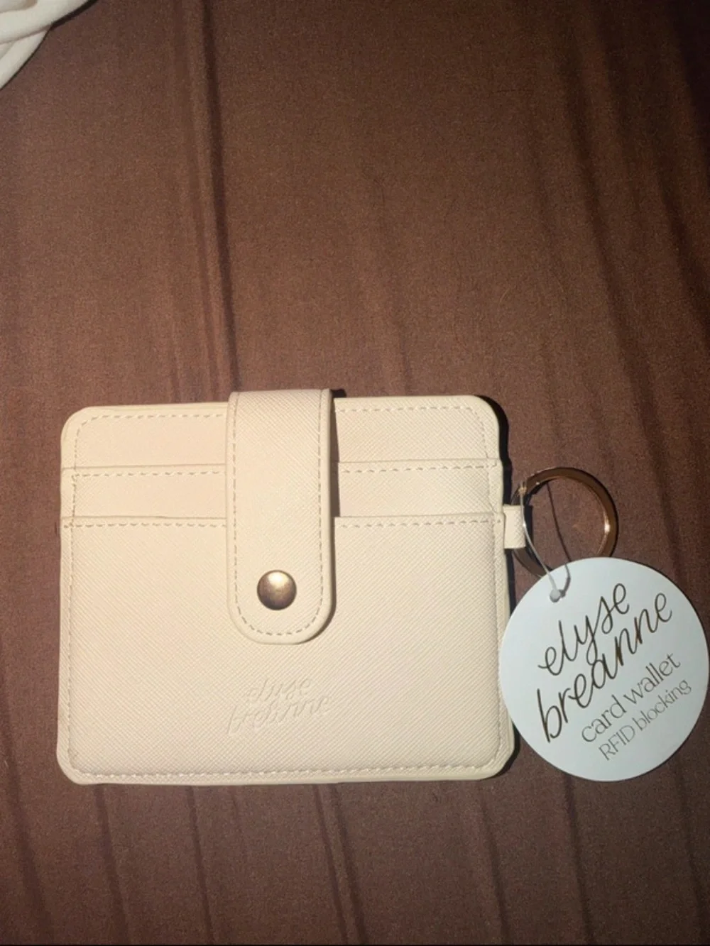 Elyse Breanne Cream Card Wallet with Keyring